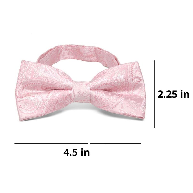 tiemart Pre-Tied Adjustable Band Collar Bow Tie (Pale Pink Clara Paisley) - Image 2